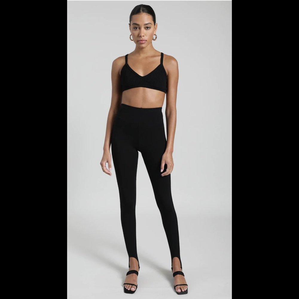 Leset Rio Ponte Stirrup Leggings Pants Black